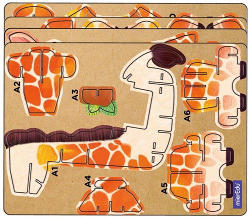 Mieredu jouet puzzle 3D girafe - kit de construction éducatif en carton-2
