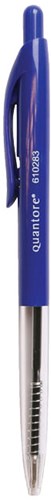 Quantore balpen drukknop blauw medium schrijfcomfort kantoor