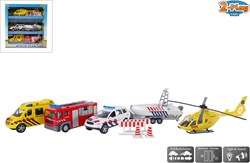 2-Play hulpdiensten speelgoedset met die-cast auto's en helikopter