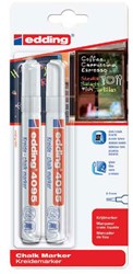 Edding krijtstift wit - 2 stuks, krijtmarker voor glas en borden