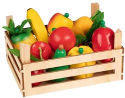 Goki jouet en bois légumes et fruits cagette - jeu d'imitation éducatif