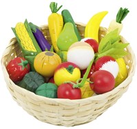 Goki houten speelgoed fruit en groenten mand - educatief rollenspel