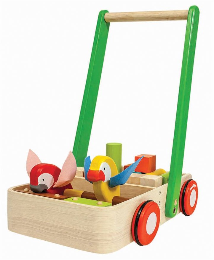 Verdwijnen Veel verschil Plan Toys houten loopwagen papegaaien