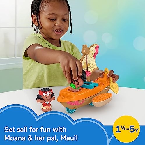 Mattel Little People bateau jouet Moana & Maui avec figurines-2