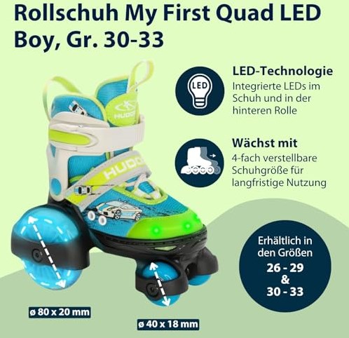Hudora patins à roulettes LED réglables taille 30-33 enfants-2