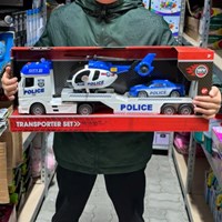Rapid Wheels transporteur de voitures jouet police avec voiture et hélicoptère lumière et son-2