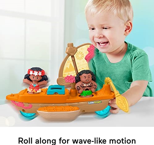 Mattel Little People bateau jouet Moana & Maui avec figurines-3