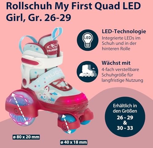 Hudora rolschaatsen LED eenhoorn verstelbaar maat 26-29 kinderskates-3