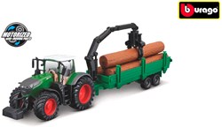 Bburago tractor speelgoed Fendt 1050 Vario bosbouwaanhanger frictie 10cm