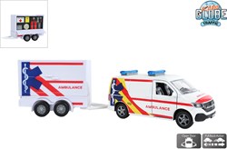 Kids GLOBE Volkswagen speelgoed ambulance met aanhangwagen diecast