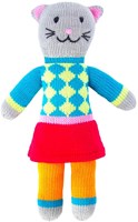 Global Affairs knuffel kat Tess gebreid 36 cm roze katoen Fair Trade