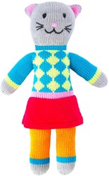 Global Affairs peluche chat Tess tricotée 36 cm coton rose commerce équitable