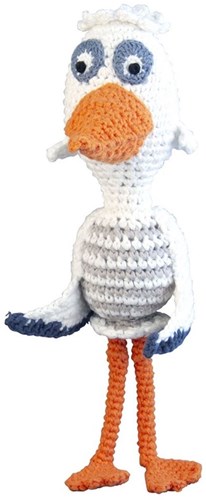 Global Affairs peluche crochetée Fabeltjeskrant Mademoiselle Cigogne doudou