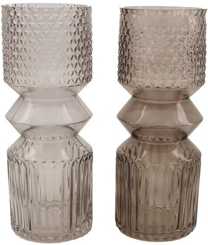 Vase verre décoration gris rainuré losange 12x30cm intérieur moderne