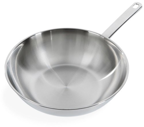 Wokpan RVS Bright 28 cm - zilver - zonder anti-aanbaklaag