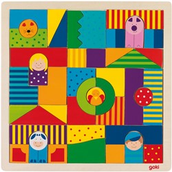 Goki houten mosaiek puzzel Boerderij - 43 stukjes