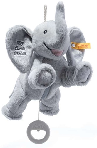 Steiff pluche muziekdoos Ellie olifant, lichtgrijs - 25 cm knuffel