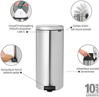 Brabantia pedaalemmer afvalbak 30L mat staal keuken prullenbak-2