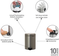 Brabantia poubelle à pédale 5 litres platinum - poubelle salle de bain-3