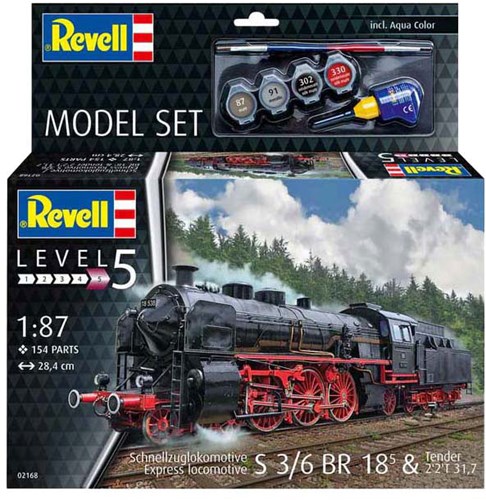 Revell modelbouwpakket stoomlocomotief S3/6 BR18 1:87 treinset