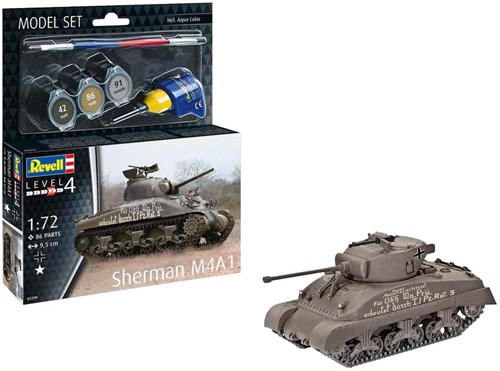 Revell modelbouwpakket Sherman tank 1:72 - 86 onderdelen speelgoed-3