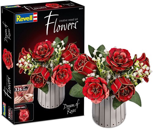 Revell houten bloemen Dream of Roses met vaas en geurdecoratie-2
