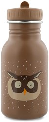 Trixie drinkfles RVS waterfles voor kinderen 350ml Mr. Owl lekvrij bruin