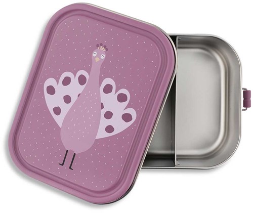 Trixie grande boîte à lunch - boîte à goûter inox Mrs. Peacock pour enfants-3