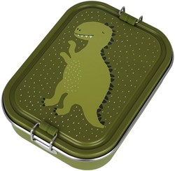 Trixie lunchbox groot - RVS brooddoos voor kinderen - Mr. Dino - Groen
