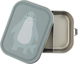 Trixie brooddoos lunchbox voor kinderen - Mr. Shark - RVS - 2 vakken - blauw