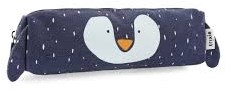 Trixie lange pennenzak - Mr. Penguin blauw knutsel etui