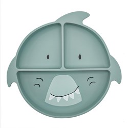 Trixie siliconen babybord met vakjes en zuignap - Mr. Shark blauw
