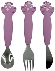 Trixie siliconen eetset voor kinderen - Mrs. Peacock - 3-delig bestek