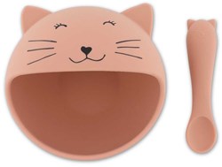 Trixie baby eetset siliconen Mrs. Cat met zuignap en babylepel