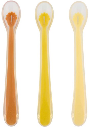 Trixie siliconen voedingslepels baby 3-pack Mr. Lion lange handgreep
