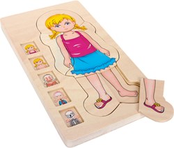 Small Foot - Houten lichaamspuzzel meisje educatief speelgoed 29 stukjes