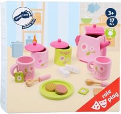 Small Foot service à thé en bois rose vert 17 pièces pour enfants