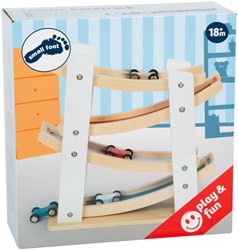Small Foot - Houten Autobaan speelgoed met 4 auto's voor kinderen