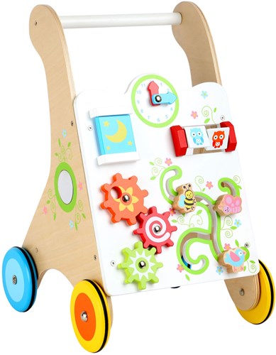 Chariot de Marche Bébé Bois Coloré - Jouet Chariot en Bois-2