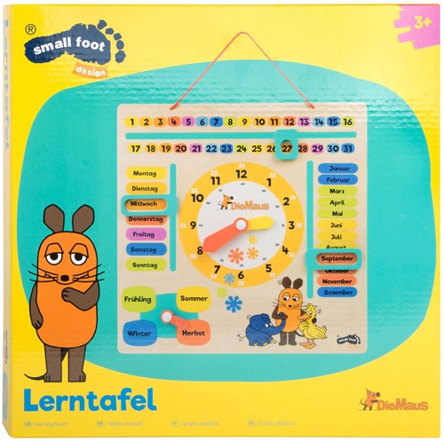 Small Foot - Houten leerbord klok kijken muis - educatief speelgoed-2
