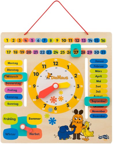 Small Foot - Houten leerbord klok kijken muis - educatief speelgoed