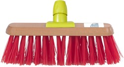 Linea balai de rue - balai extérieur robuste avec manche en bois laqué rouge