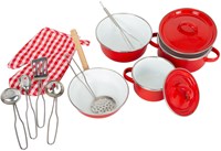 Small Foot - Set de Batterie de Cuisine Rouge pour Cuisine Enfant, 11 pièces-2