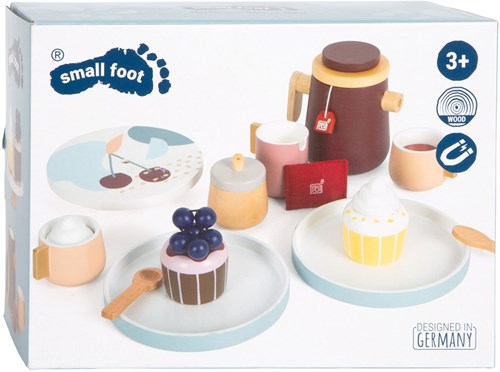Houten koffie en theeset speelgoed Small Foot - 16-delig Scandinavisch design