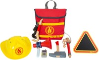 Small Foot brandweer rugzak met houten brandweer speelgoed en accessoires-2