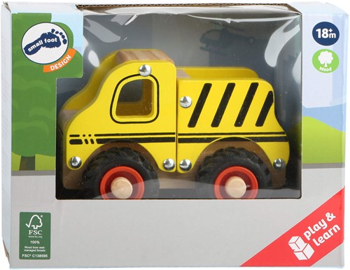 Small Foot véhicule de chantier en bois - camion de travail jaune jouet FSC