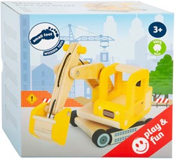 Small Foot pelleteuse en bois jaune - jouet véhicule de chantier FSC