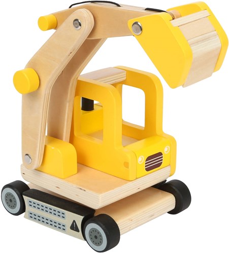 Small Foot pelleteuse en bois jaune - jouet véhicule de chantier FSC-2