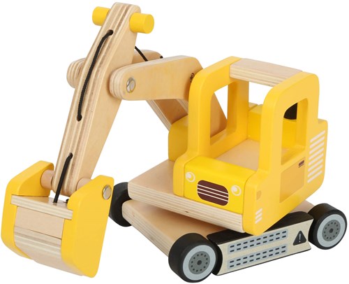 Small Foot pelleteuse en bois jaune - jouet véhicule de chantier FSC-3
