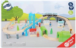 Small Foot train en bois jouet avec pont - 60 pièces - jouet en bois